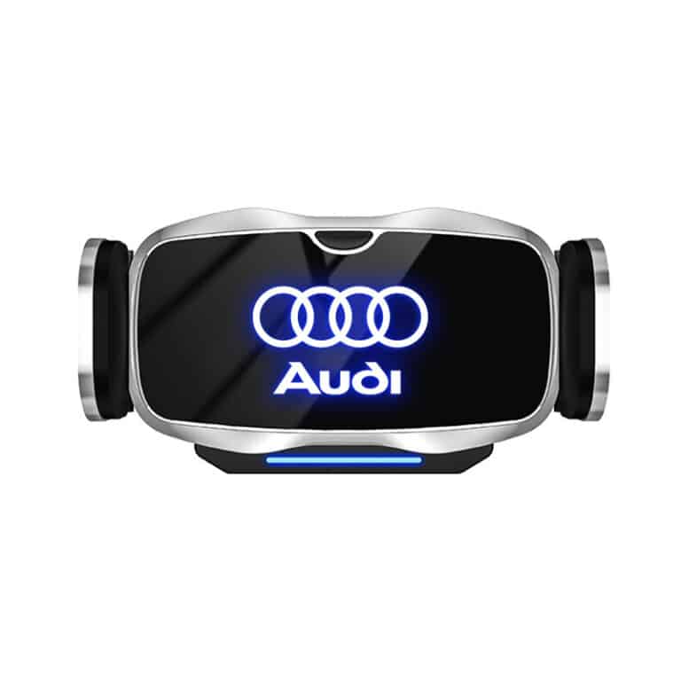 Audi Phone Holder-Auto-Clamp LED Air Vent Car Mount 2 LED Audi Phone Holder-Silver